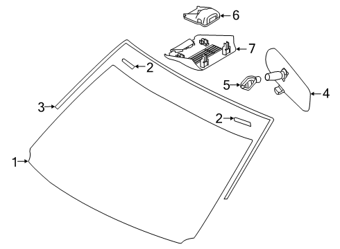 2020 Nissan Murano Windshield Glass Diagram for 72700-9UH0C