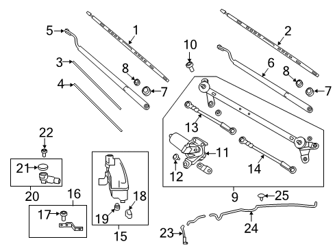2023 Nissan Titan Arm Assy-Windshield Wiper No 1 Diagram for 28886-9FV0A