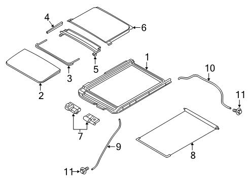 2023 Nissan Murano Rail Assy-Sunroof Diagram for 91350-9UH1A