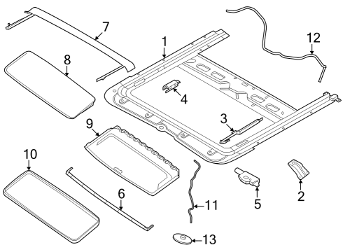 Sunroof Shade Assembly Diagram for 91250-9BN1C