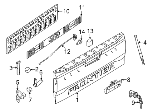 2023 Nissan Frontier GATE ASSY-REAR Diagram for 93400-9BY0A
