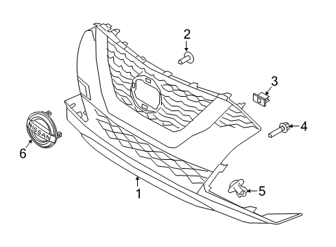 2021 Nissan Maxima Front Grille Assembly Diagram for 62310-9DL0D