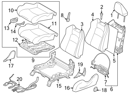 2023 Nissan Z Front Seat Cushion Assembly Diagram for 87350-6GP1A