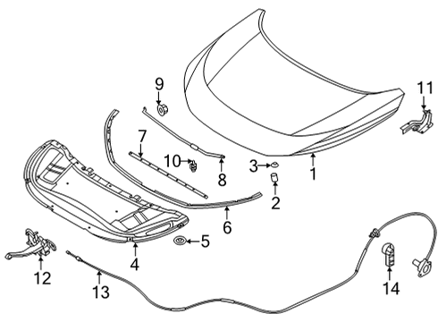 2024 Nissan Rogue HOOD ASSY Diagram for 65100-6RR0B