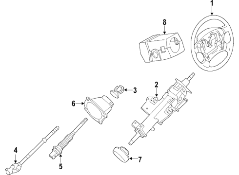 2023 Nissan Titan Steering Column Cover Set Diagram for 48470-9FV0A