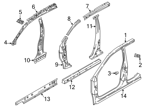 2024 Nissan Kicks BRACE ASSY-CENTER PILLAR HINGE,LH Diagram for G6571-9VCMA