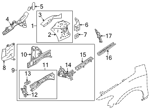 2023 Nissan Maxima Hood ledge Reinforcement Right Hand Diagram for F4180-9DEMA