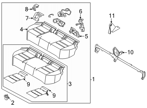 2025 Nissan Rogue Rear Seat Cushion Assembly Diagram for 88300-6RR3A