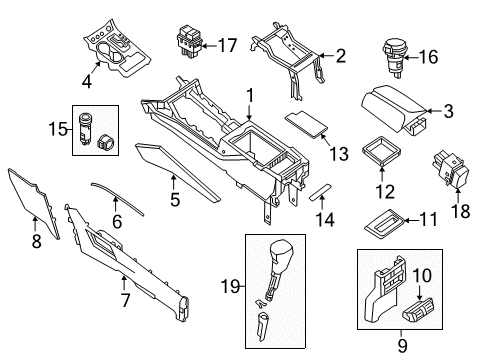2023 Nissan Murano Console Body Diagram for 96911-9UH0A