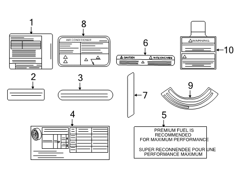 2021 Nissan Maxima Label-Caution,Air Conditioner Diagram for 27090-9DL0A
