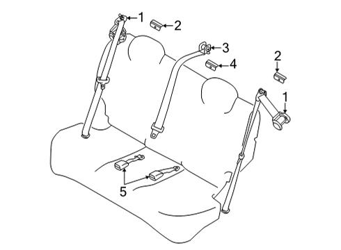 2025 Nissan Versa BELT ASSY-TONGUE, PRETENSIONER REAR RH Diagram for 88884-9EX8A