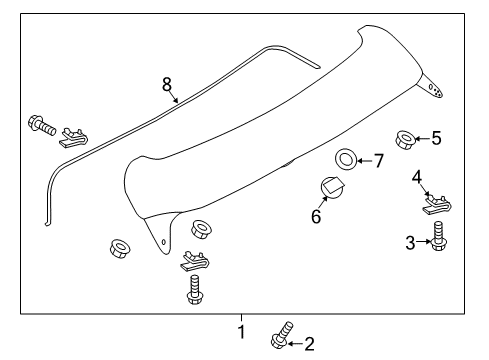 2020 Nissan Rogue Sport Rear Air Spoiler Assembly Diagram for 96030-6MR0E