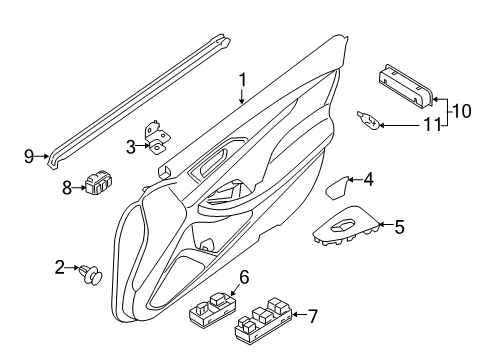 2022 Nissan Maxima Front Door Finisher Assembly Left Hand Diagram for 80901-9DL5A