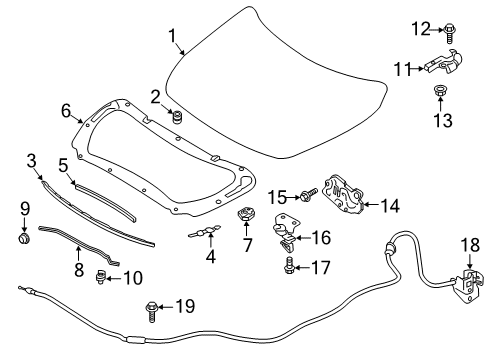 2023 Nissan Altima Cable Assembly-Hood Lock Control Diagram for 65621-6CA0B