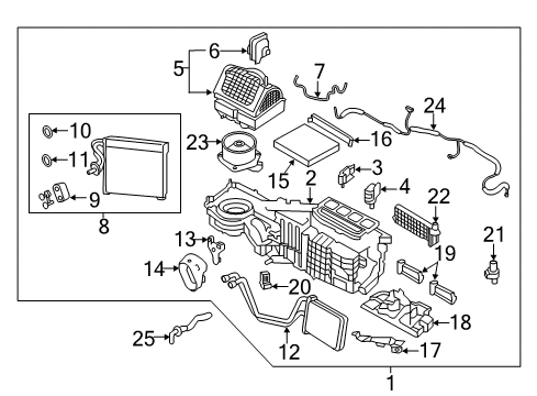 2024 Nissan Titan Evaporator Assy-Front Diagram for 27280-9FU0B
