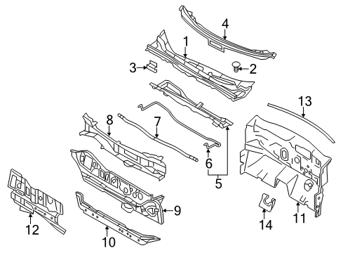 2024 Nissan Leaf EXTENSION-COWL TOP Diagram for 66318-6WK0C