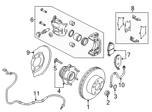 2023 Nissan Murano HOSE ASSY-BRAKE FRONT Diagram for 46211-5AA0C