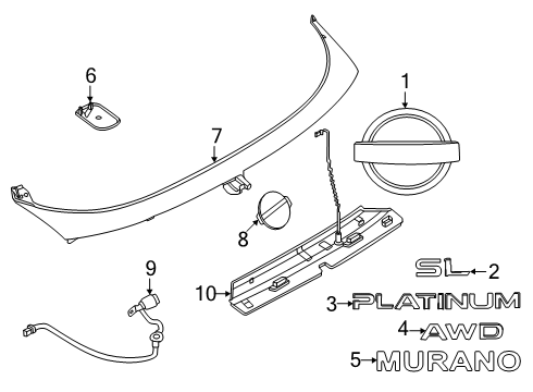 2025 Nissan Murano EMBLEM-REAR Diagram for 90890-7BA1A