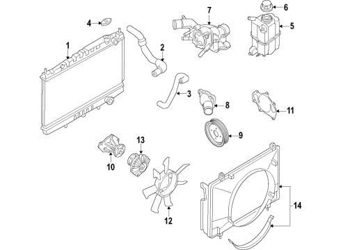 2022 Nissan Titan Shroud-Radiator,Upper Diagram for 21476-9FV0A