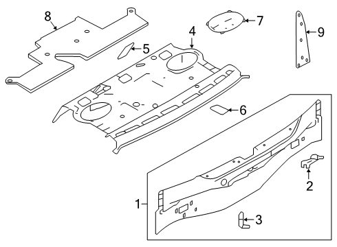 2025 Nissan Altima INSULATOR-PARCEL SHELF Diagram for 79492-9DM1A