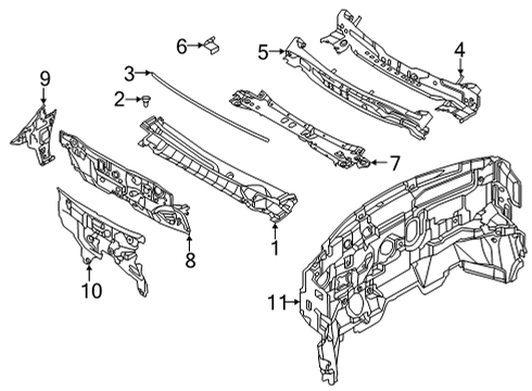 2025 Nissan Pathfinder COVER ASSY-COWL TOP Diagram for 66862-6SA1D