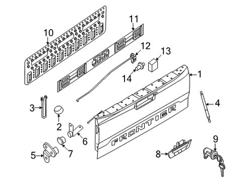 2023 Nissan Frontier HANDLE-REAR GATE Diagram for 90606-9BU2A