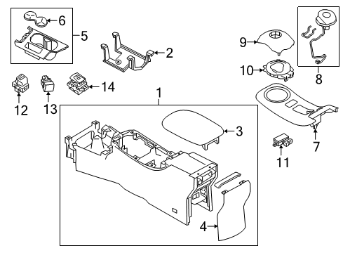 2022 Nissan Leaf Console Box Finisher Diagram for 96930-6WK0B