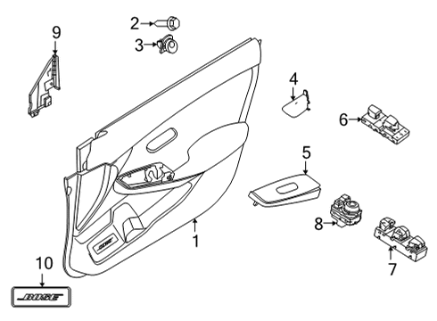 Front Power Window Switch Finisher Left Hand Diagram for 80961-6LB1A