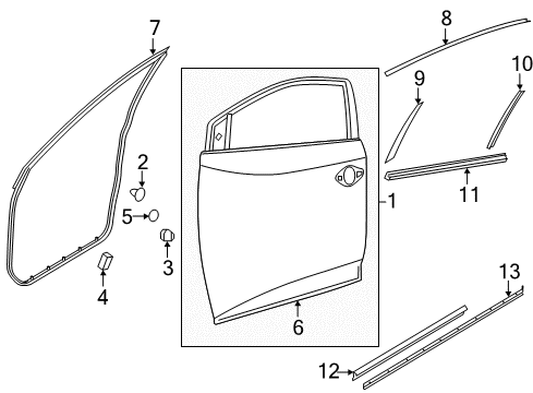 2020 Nissan Murano Front Door Weatherstrip Left Hand Diagram for 80831-9UH0A