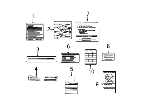 2021 Nissan Frontier Label-Parts Content Diagram for 990A2-9BT0A