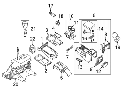 2021 Nissan Frontier Console Indicator Finisher Diagram for 96941-9BT0C