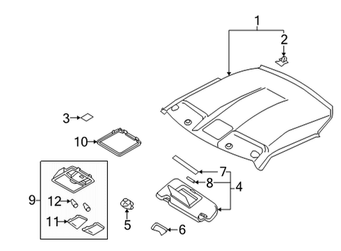 2020 Nissan GT-R Headlining Assembly Diagram for 73910-6HT0C