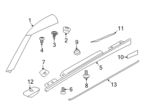 2024 Nissan GT-R Front Pillar Finisher Left Hand Diagram for 76837-6HV0C