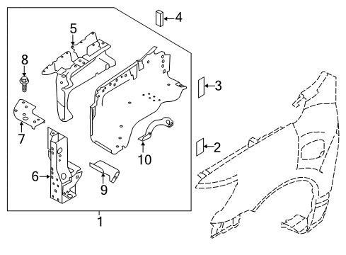 2022 Nissan Titan Hood ledge Rh Diagram for 64100-9FV0A