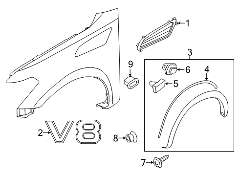 2022 Nissan Armada Emblem-Front Fender Diagram for 63890-6JL5A