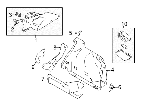 2020 Nissan Rogue Sport Luggage Side Finisher Lower Right Hand Diagram for 84950-6MR1B