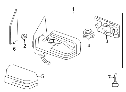 2022 Nissan Titan Outside Mirror Assembly Left Hand Diagram for 96302-9FV0B