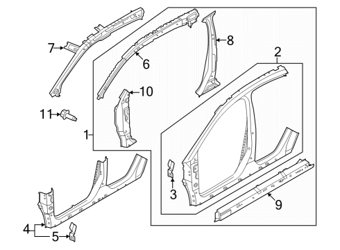 2025 Nissan ARIYA BRACE-FRONT PILLAR LOWER HINGE,RH Diagram for 76270-5MR0A