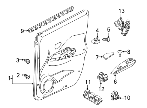 2023 Nissan Kicks Front Power Window Switch Finisher Left Hand Diagram for 80961-5R00A