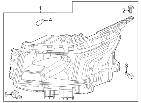 2022 Nissan Frontier Right Hand Headlamp Assembly Diagram for 26010-9BU1A