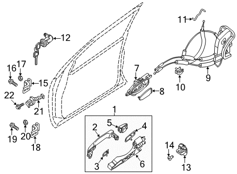 2021 Nissan NV LOCK&REMOTE CONTROL ASSY - FRONT DOOR,LH Diagram for 80501-9JH5B