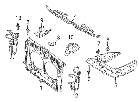 2023 Nissan Murano Radiator Core Support Assembly Diagram for 62500-5AA1B
