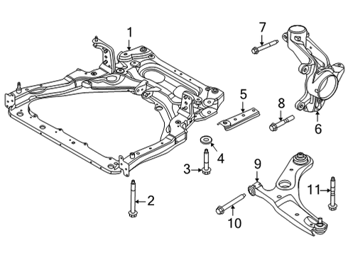 2021 Nissan Sentra Stay-Front Suspension Member Diagram for 54464-6LB0A