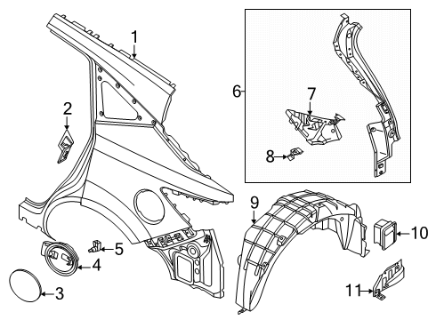 2025 Nissan Murano LOCK & ROD ASSY-FUEL FILLER LID OPENER Diagram for 78827-7LG0A