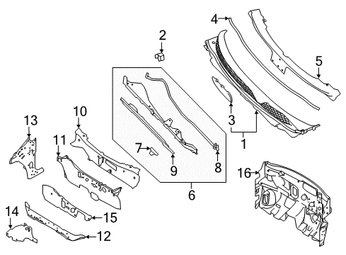 2021 Nissan Rogue Sport Cover Assy-Cowl Top Diagram for 66862-6MR1A