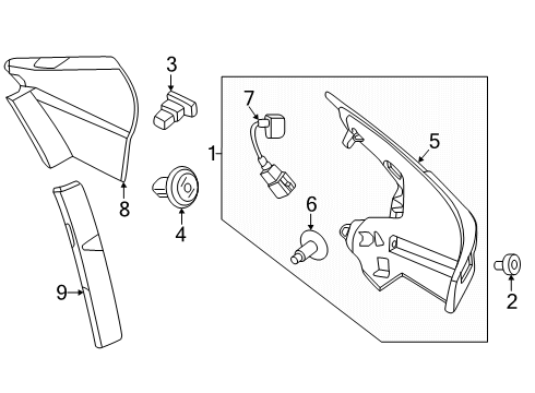 2024 Nissan ARIYA Rear Combination Lamp Assembly Left Hand Diagram for 26555-5MR0A