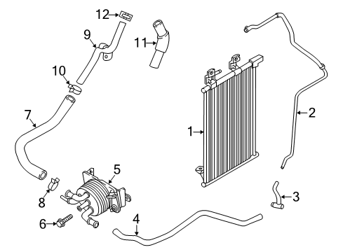 2020 Nissan Titan Oil Cooler Assy-Auto Transmission Diagram for 21606-9FV0B