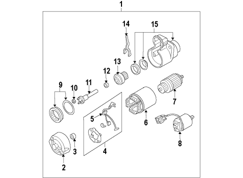 Starter Motor Assembly Diagram for 23300-EY00G