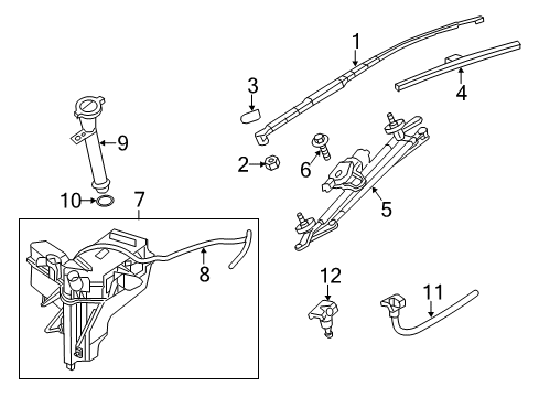 2020 Nissan Pathfinder Windshield Wiper No 1 Blade Assembly Diagram for 28890-3JA2D