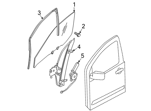 2025 Nissan Frontier Regulator Motor Assembly Right Hand Diagram for 80731-9BV0A